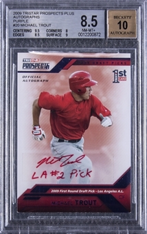 2009 Tristar Prospects Plus Purple #20 Mike Trout Signed Rookie Card (#1/1) – BGS NM-MT+ 8.5/BGS 10